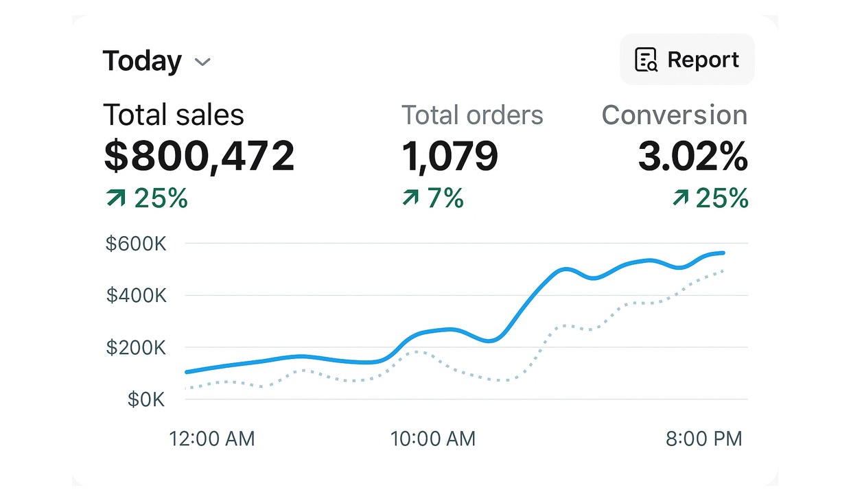 Shopify — $800 472, конверсия 3,02%